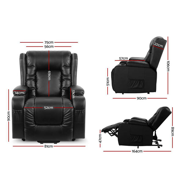 Artiss Electric Recliner Chair Lift Heated Massage Chairs Lounge Sofa Leather Electric Massage Chairs