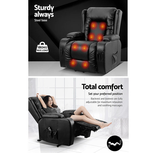 Artiss Electric Recliner Chair Lift Heated Massage Chairs Lounge Sofa Leather Electric Massage Chairs