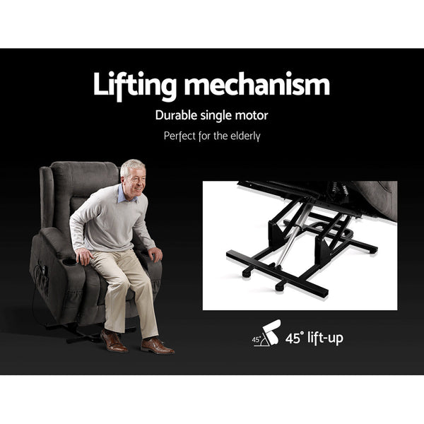 Artiss Electric Recliner Chair Lift Heated Massage Chairs Fabric Lounge Sofa Electric Massage Chairs