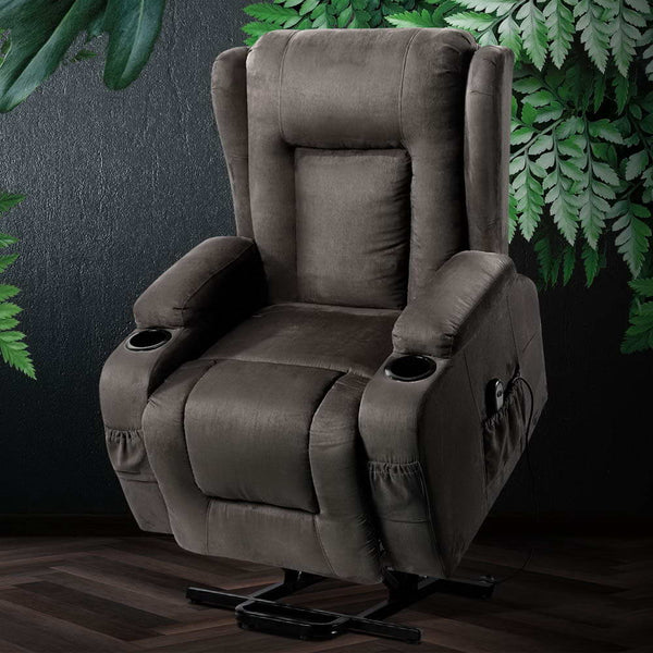 Artiss Electric Recliner Chair Lift Heated Massage Chairs Fabric Lounge Sofa Electric Massage Chairs