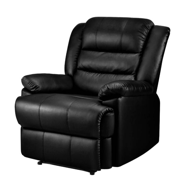 Artiss Recliner Chair Armchair Luxury Single Lounge Sofa Couch Leather Black Sofas Armchairs & Couches