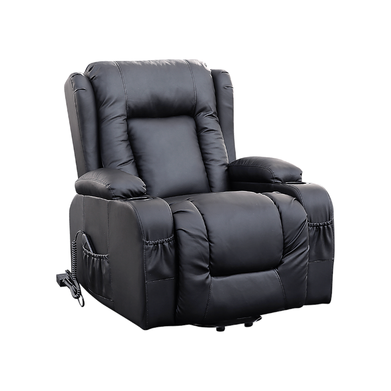 Palermo Recliner Chair Electric Massage Lift Heated Leather Lounge Sofa Black Electric Massage Chairs