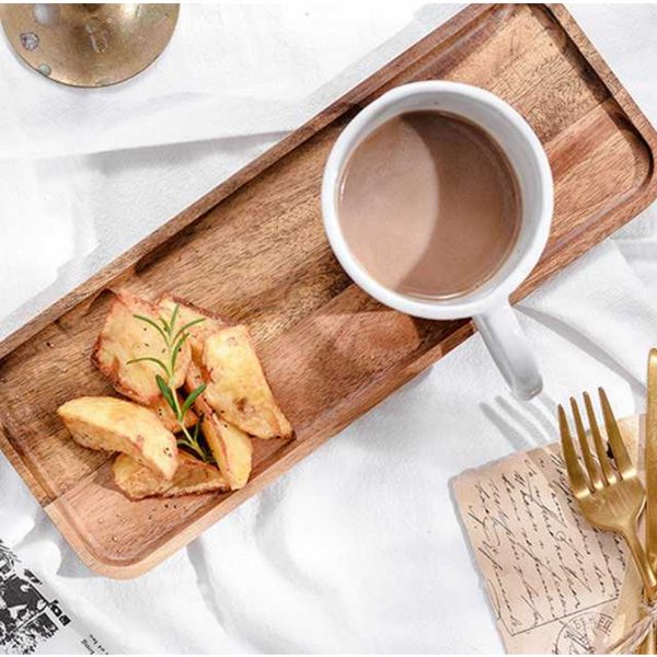 Rectangular Wood Pan Plate Fruit Dishes Saucer Tea Tray Dessert Dinner Bread Plates Solid Trays