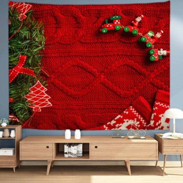 Red Christmas Sweater Texture Background Digital Print Tapestry Hanging Cloth Multi A W59 X L51 Inch