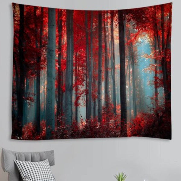 Red Maple Wood Pattern Print Tapestry Ruby W59 X L51 Inch