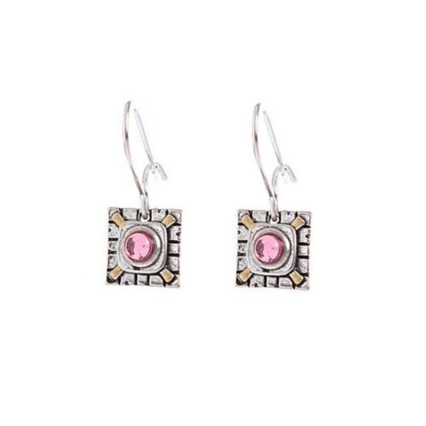 Veile Studios Red Ruby Retro Fashion Girl Silver 1 Pair Earrings