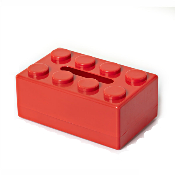 Red 2 Pcs Creative Building Block Tissue Box Holder Wall Mounted Desktop Dispenser Napkin Rings & Holders