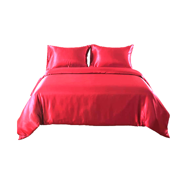 Red Or Black 95Gsm 4 Piece Satin Sheet Set For Queen King Beds Sheets