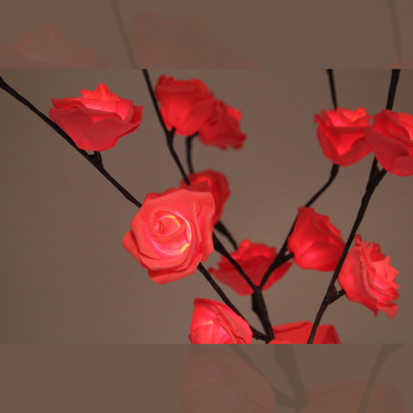 1 Set Of 50Cm H 20 Led Red Rose Tree Branch Stem Fairy Light Wedding Event Party Function Table Vase Centrepiece Decoration