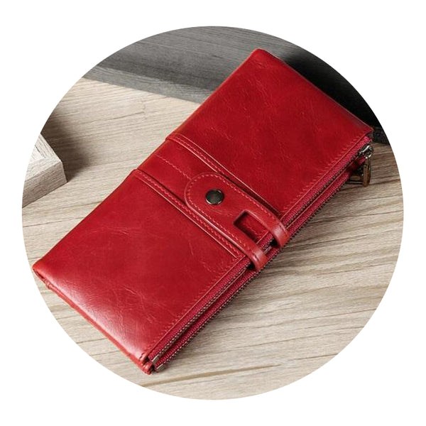 Secure Leather Wallet With Card Slots Anti Theft Red Wallets