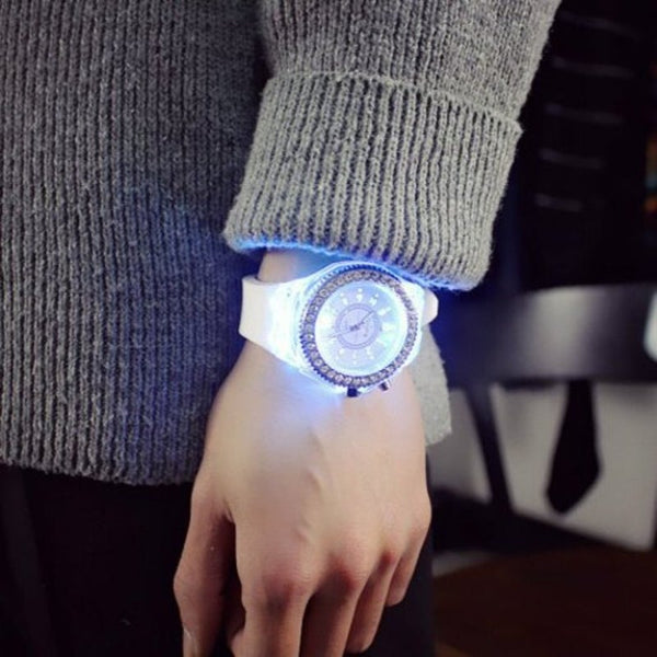 Veile Studios Fashion Led Diamond For Men And Women White Watches