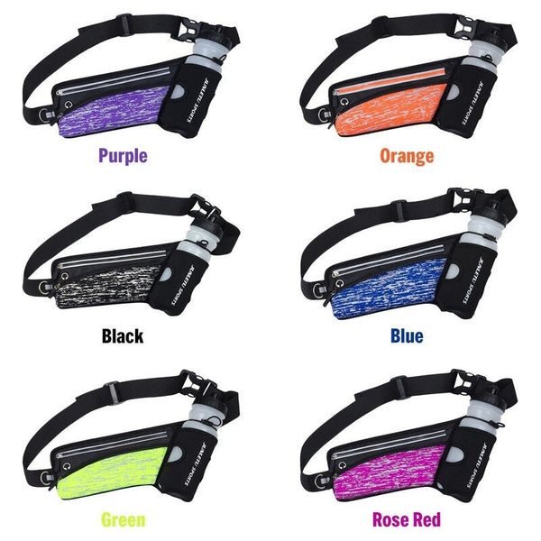 Reflective Running Belt Outdoor Sports Hydration Waist Pack Blue Waist Packs & Bags