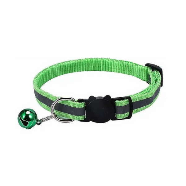 Reflective Cat Collar With Breakaway Buckle And Bell Adjustable For Small Pet Use Light Green Dog Collars
