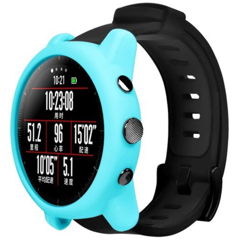 Replacement Cover Watch Soft Silicone Protective Frame Case For Amazfit 2 Tron Blue