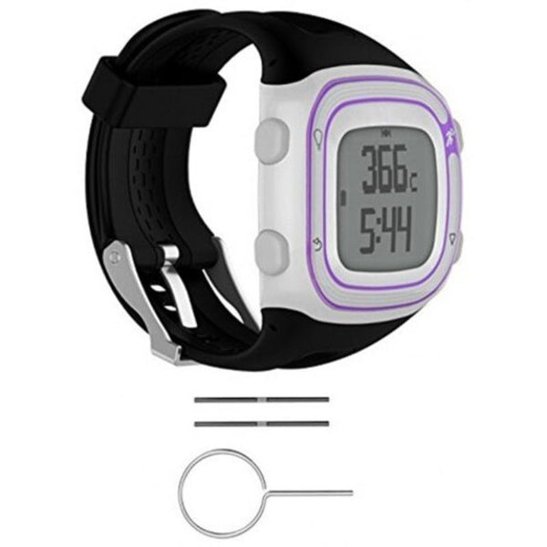 Replacement Silicone Band Strap Accessory For Garmin Forerunner 10 / 15 Man Large Size 0.98 Inch X 0.94 Black Watch Bands