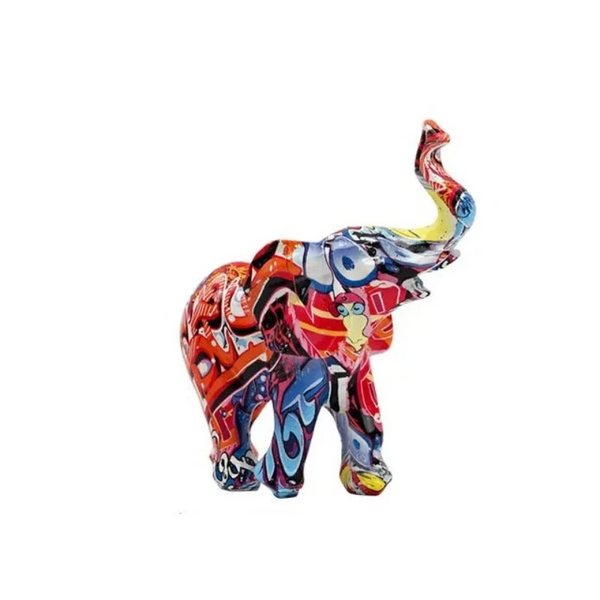 Sculptures & Figurines Resin Colorful Transfer Printed Elephant Figurines Modern Art Ornaments Sculptures
