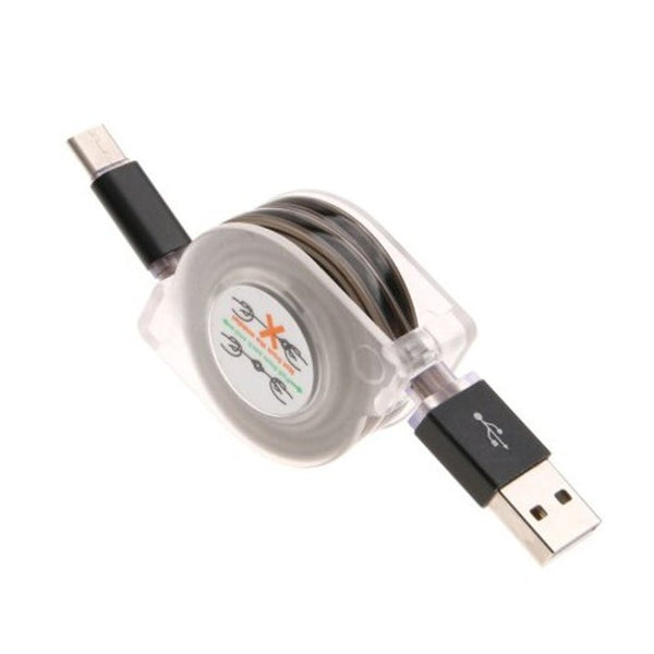 Retractable Usb 3.1 Type C Fast Charging Data Cable With Led Light 1M Black
