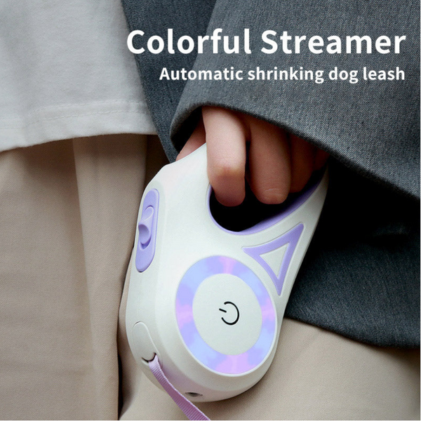 Retractable Nylon Dog Leash Luminous Light Safe Pet Walking Leads & Head Collars