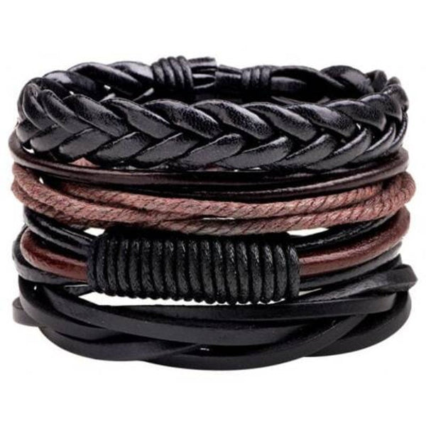 Veile Studios Retro Diy Woven Leather Men Bracelet 4Pcs Multi A Bracelets