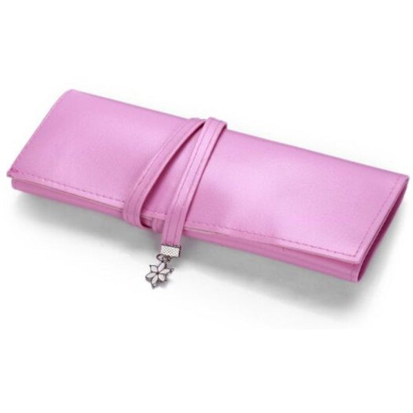 Retro Leather Pencil Bag With 3 Pink