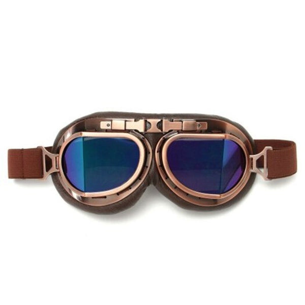 Retro Motorcycle Goggles Glasses Classic For Harley Pilot Steampunk Copper Helmet Yellow Sunglasses