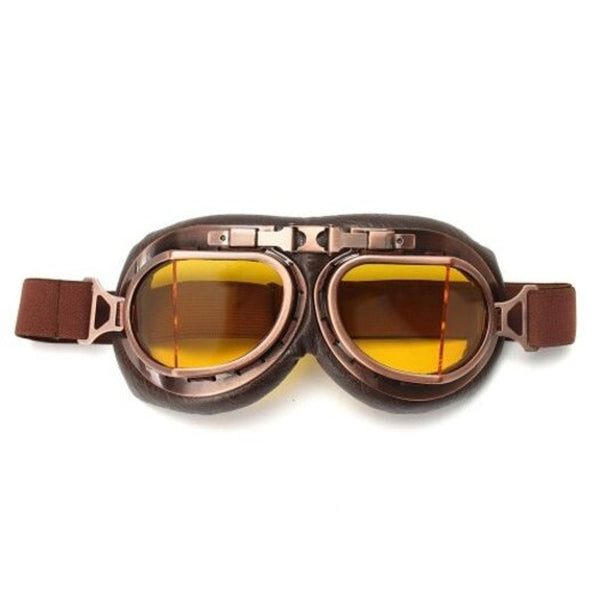 Retro Motorcycle Goggles Glasses Classic For Harley Pilot Steampunk Copper Helmet Yellow Sunglasses