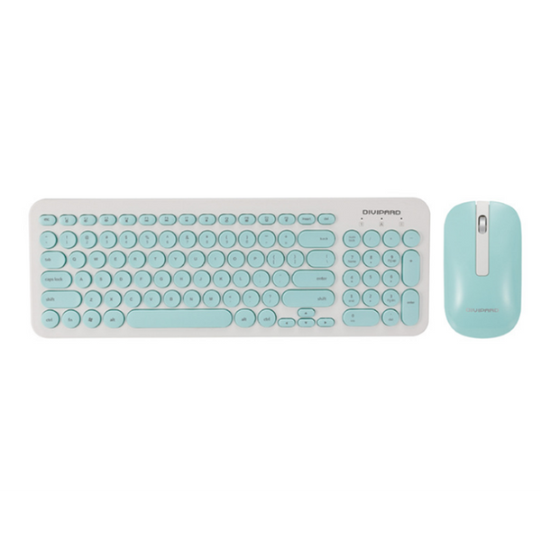 Retro Silent Keyboard 2.4G Wireless Mouse Set Blue Keyboard & Mouse Bundles