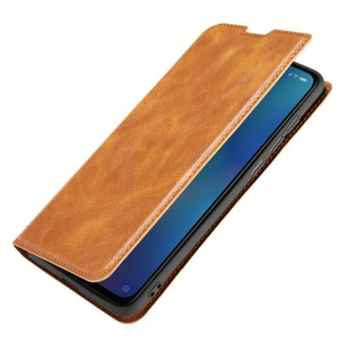 Retro Simple Style Ultra Thin Magnetic Leather Cover With Holder Card Slots Lanyard Phone Case For Samsung Galaxy A50s Tiger Orange