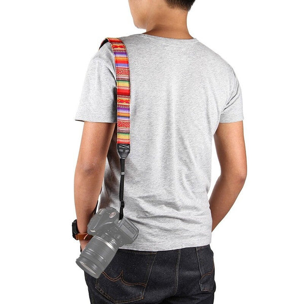 Retro Style Double Cotton Yard Colorful Pattern Shoulder 1 Straps & Hand Grips