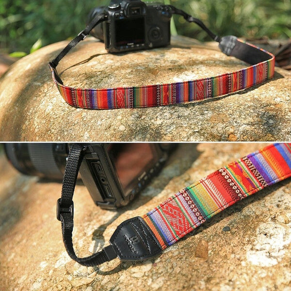 Retro Style Double Cotton Yard Colorful Pattern Shoulder 1 Straps & Hand Grips