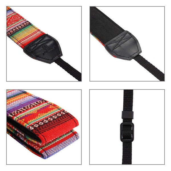 Retro Style Double Cotton Yard Colorful Pattern Shoulder 1 Straps & Hand Grips