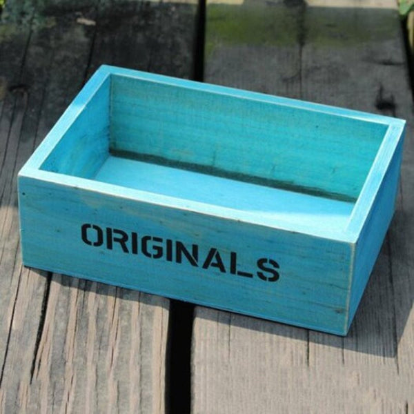 Retro Style Succulent Plants Square Flower Pot 1Pc Deep Sky Blue Baskets Pots Window Boxes