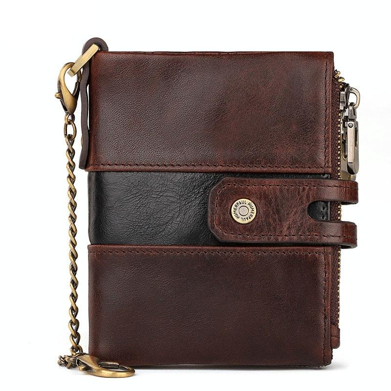 Mens Retro Coin Purse With Rfid Protection Brown Wallets