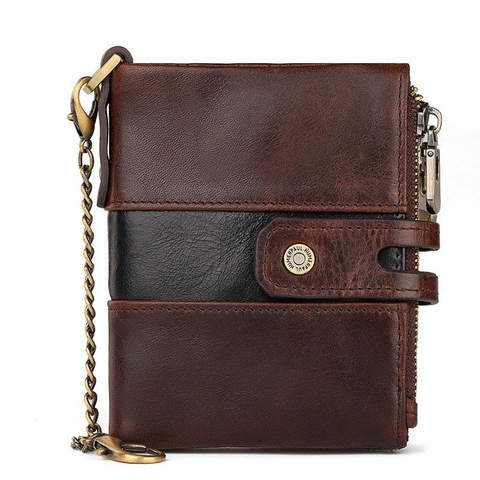 Mens Retro Coin Purse With Rfid Protection Brown Wallets