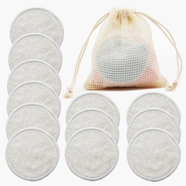 Reusable Bamboo Makeup Remover Pads Towel 12Pcs Washable Rounds Cleansing Facial Cotton Up Removal Tool
