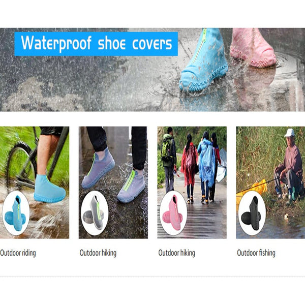 Reusable Silicone Waterproof With Zipper No Slip Rubber Protectors Shoe Covers