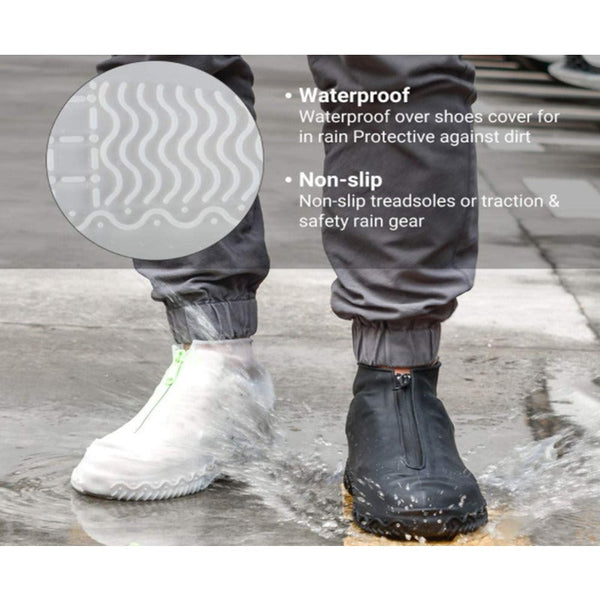 Reusable Silicone Waterproof Shoe Covers With Zipper No Slip Rubber Protectors