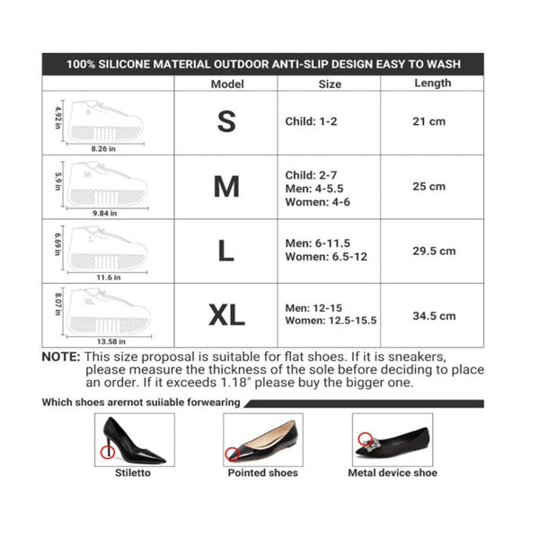 Reusable Silicone Waterproof Protectors For Kids Men Women Shoe Covers