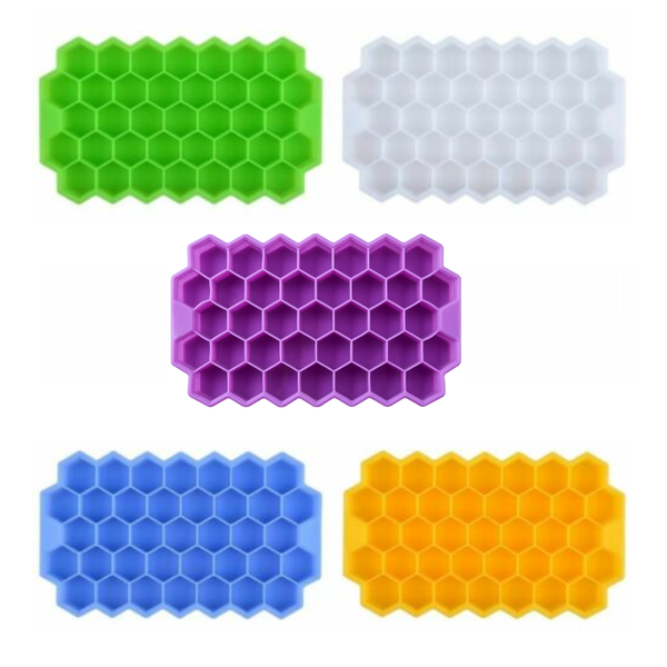 Reusable Honeycomb Shape Silicone Ice Cube Tray Moulds With Lids Ice Cubes Trays & Moulds