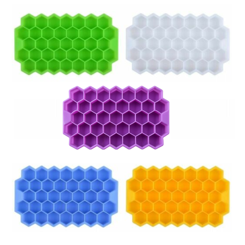 Reusable Honeycomb Shape Silicone Ice Cube Tray Moulds With Lids Ice Cubes Trays & Moulds