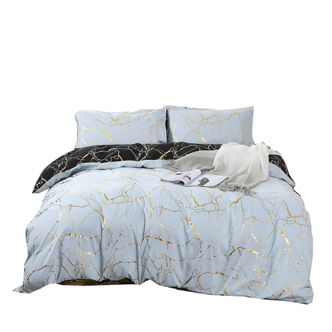 Fabric Fantastic Reversible Design Super King Size Black Duvet Quilt Cover Set Quilt Covers