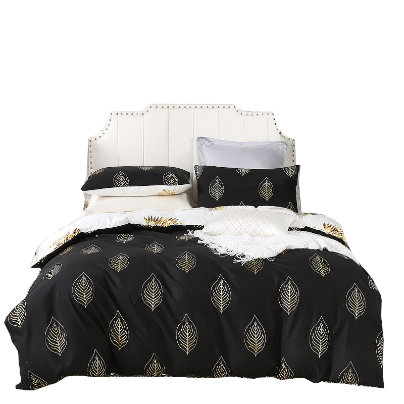 Fabric Fantastic Reversible Design Super King Size Black Gold Duvet Quilt Cover Set Quilt Covers
