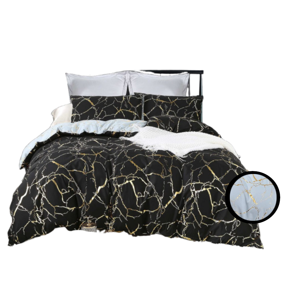 Fabric Fantastic Reversible Design King Size Black Duvet Quilt Cover Set Quilt Covers