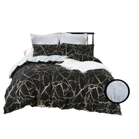 Fabric Fantastic Reversible Design King Size Black Duvet Quilt Cover Set Quilt Covers