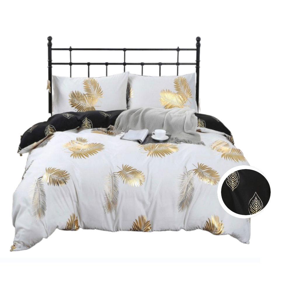 Fabric Fantastic Reversible Design Leaves Queen Size Bed Quilt/Duvet Cover Set Quilt Covers