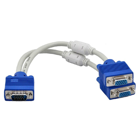 Rgb Vga Svga Male To 2 Two Hdb15 Female Splitter Adapter Extension Cable With Core Adaptor Connector Converter