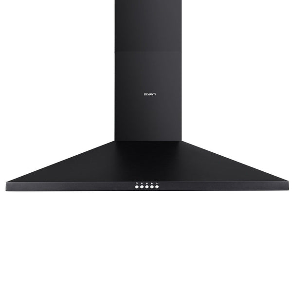 Devanti Range Hood Rangehood 90Cm 900Mm Kitchen Canopy Led Light Wall Mount Black Rangehoods