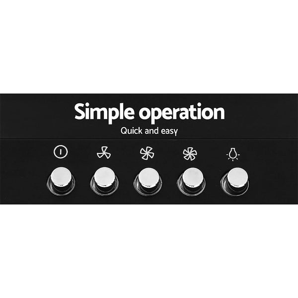 Devanti Range Hood Rangehood 90Cm 900Mm Kitchen Canopy Led Light Wall Mount Black Rangehoods