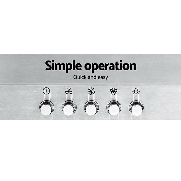 Devanti Range Hood 90Cm 900Mm Kitchen Canopy Stainless Steel Rangehood Wall Mount Rangehoods