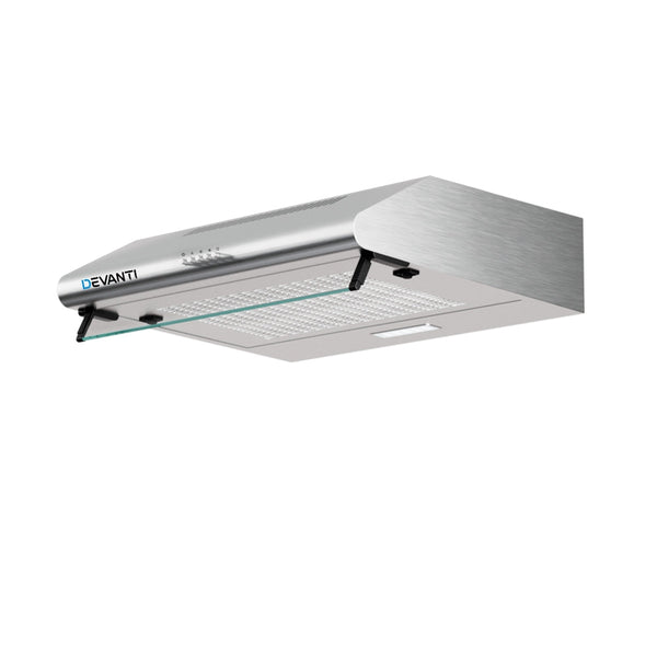 Devanti 600Mm Range Hood 60Cm Rangehood Kitchen Canopy Led Light Stainless Steel Rangehoods